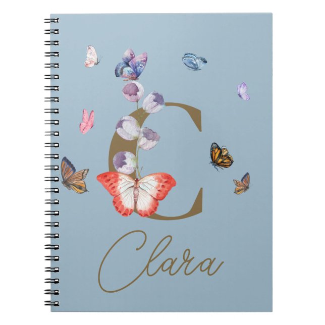Butterfly Colourful Floral Personalized Gift Notebook (Front)