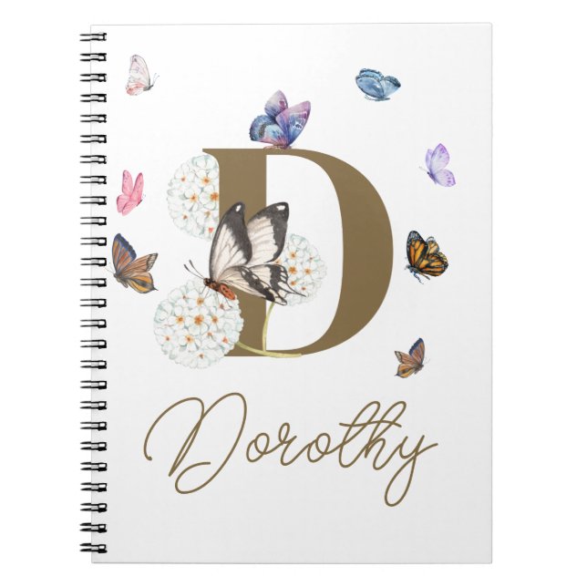 Butterfly Colourful Floral Personalized Gift Notebook (Front)