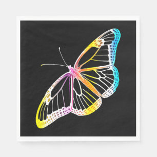 Butterfly Colourful Monarch Rainbow Drawing Napkin