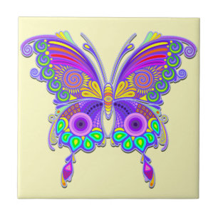 Butterfly Colourful Tattoo Style Tile