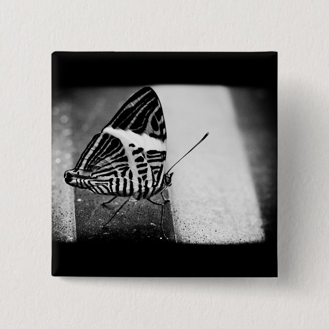 butterfly crossing 2 inch square button (Front)