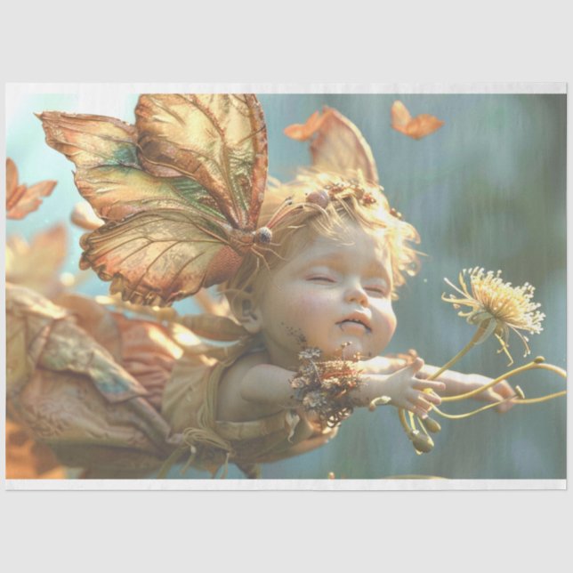 Butterfly Crowned Fairy Decoupage Tissue Paper (Front)