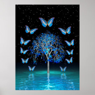 Butterfly Crystal Tree Poster