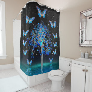 Butterfly Crystal Tree Shower Curtain