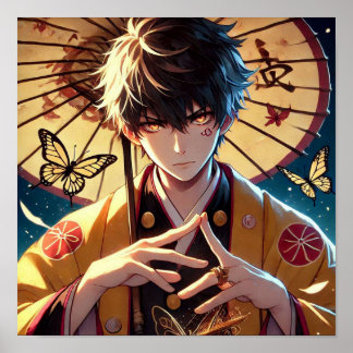 Butterfly Curse: Flame-Eyed Warrior Anime Poster