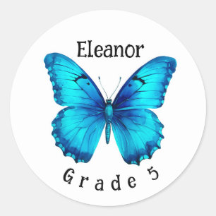 Butterfly Custom Name Grade School Sticker Label