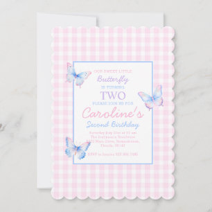 Butterfly Custom Photo Second Birthday Invitation