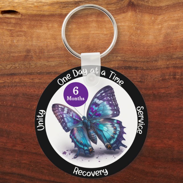 Butterfly Custom Sobriety Gift - Clean Gift Keychain (Front)