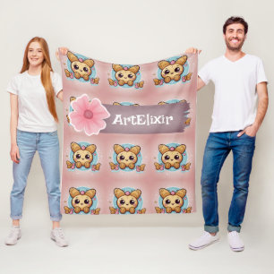 Butterfly Cute Kawaii Cookies Print  Fleece Blanket