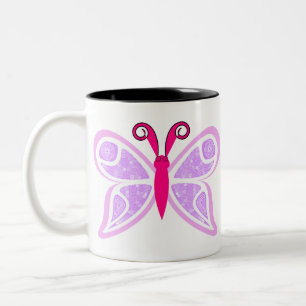 Butterfly Cute Pink Girly Sparkling Fantasy Two-Tone Coffee Mug