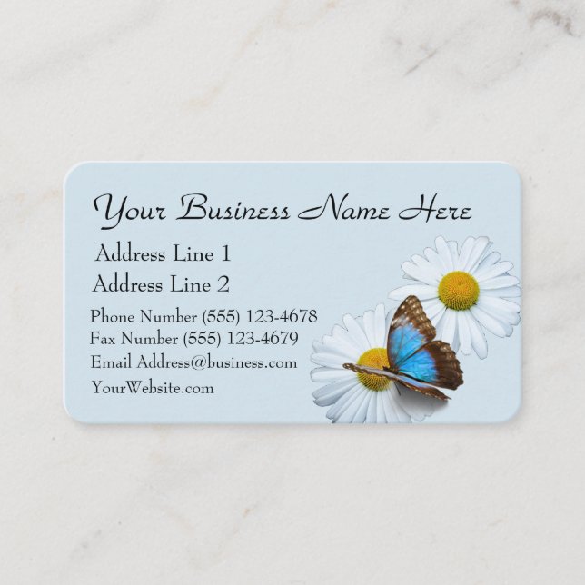 Butterfly & Daisies Business Card (Front)