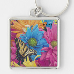 Butterfly Daisies Coloured Pencil Art Print Keychain