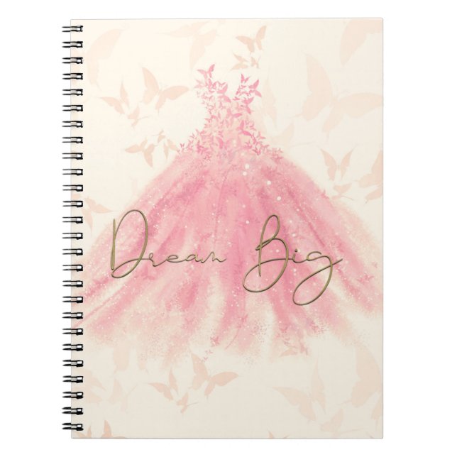 Butterfly Dance Peach Sparkle Dress Dream Big Notebook (Front)