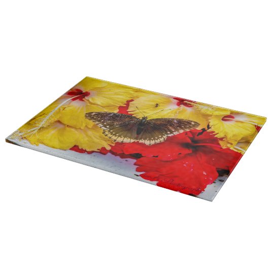 Butterfly Decorative Glass Chopping Board 15" x