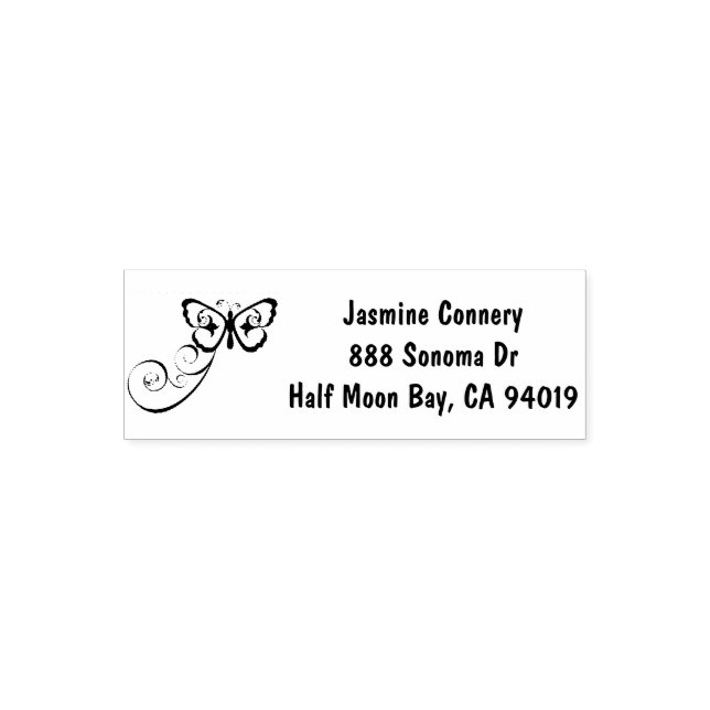 Butterfly Delicate Line Drawing Return Address Self-inking Stamp (Design)