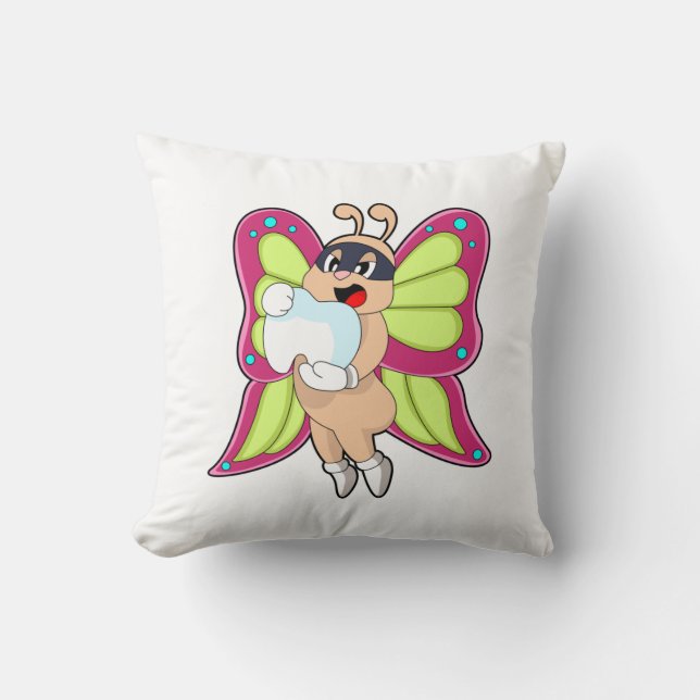 Butterfly Dentist Teeth Throw Pillow (Front)