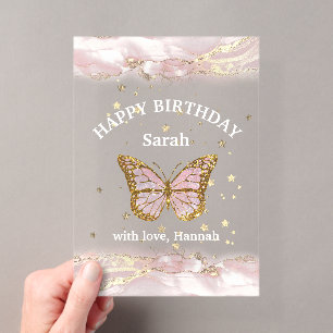 butterfly design Happy Birthday Acrylic Invitations