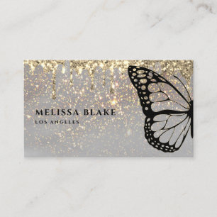 butterfly design on faux sparkle business card