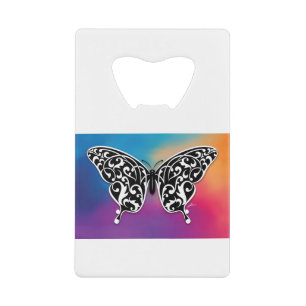 Butterfly Design with Sunset Colours Credit Card Bottle Opener