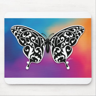 Butterfly Design with Sunset Colours Mouse Pad