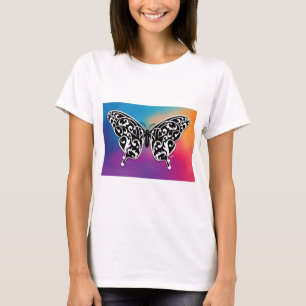 Butterfly Design with Sunset Colours T-Shirt