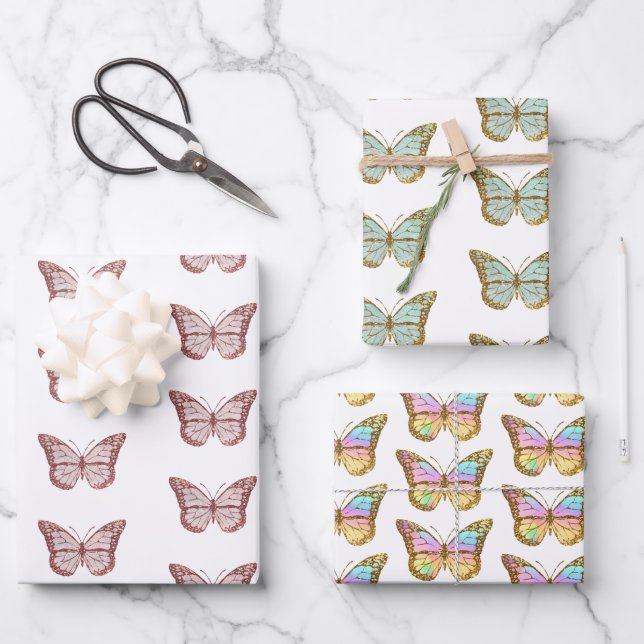 butterfly design wrapping paper sheet (Front)