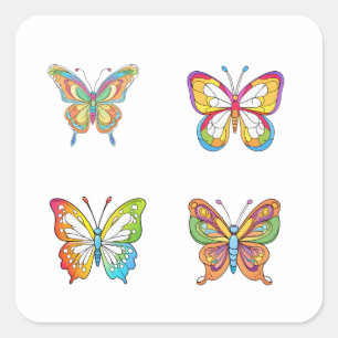 Butterfly Doodle Style Art 4 Pack Stickers