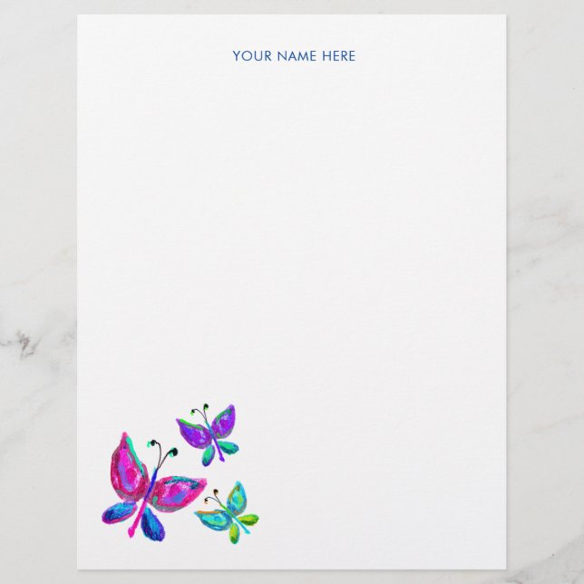 Butterfly Doodles Bright Colourful Butterfly Letterhead (Front)