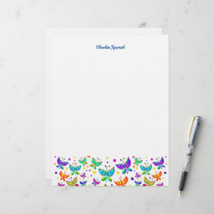 Butterfly Doodles Hand-Drawn Boho Nature Letterhead