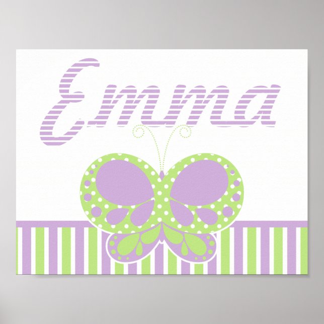 Butterfly Dots Personalized Name Wall Print 2 (Front)