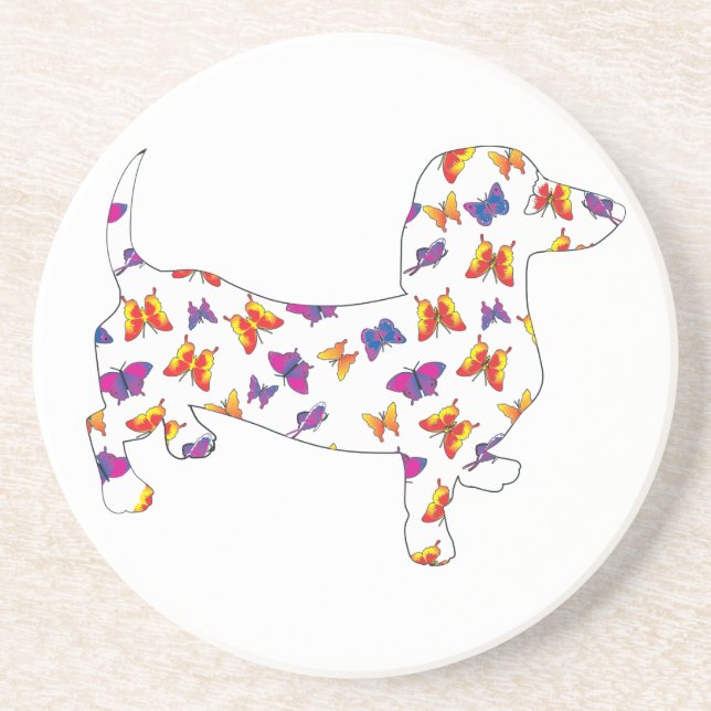 Butterfly Doxie Dachshund Coaster (Front)