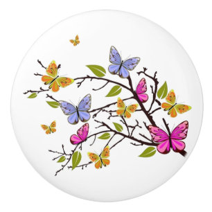 Butterfly drawer knobs ceramic