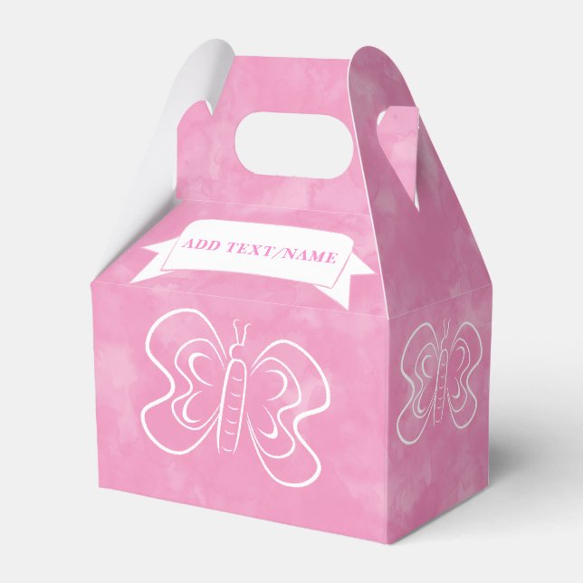 Butterfly Drawing Custom Pink Watercolor Favor Box (Front Side)