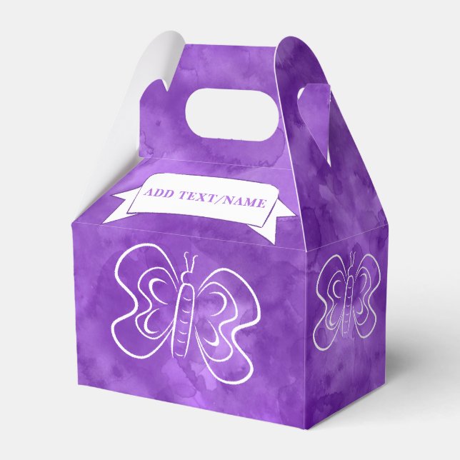 Butterfly Drawing Custom Purple Watercolor Favor Box (Front Side)