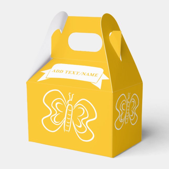 Butterfly Drawing Custom Yellow Favor Box (Back Side)