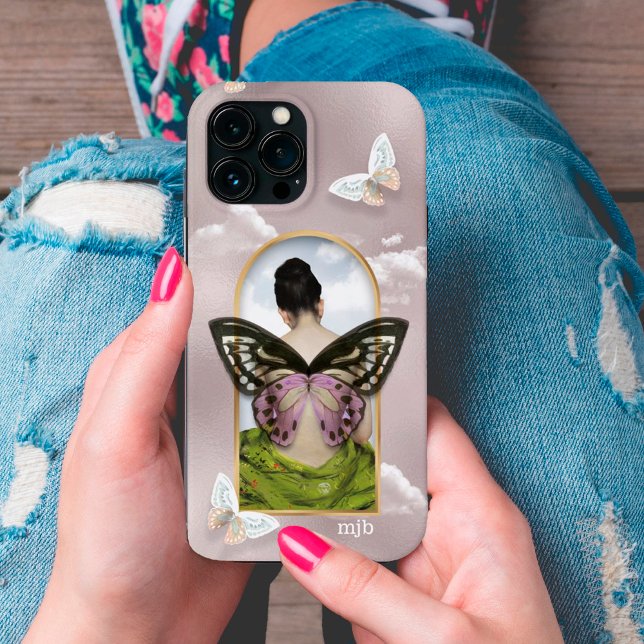 Butterfly Dream Fantasy Collage with Monogram Case-Mate iPhone Case (Creator Uploaded)