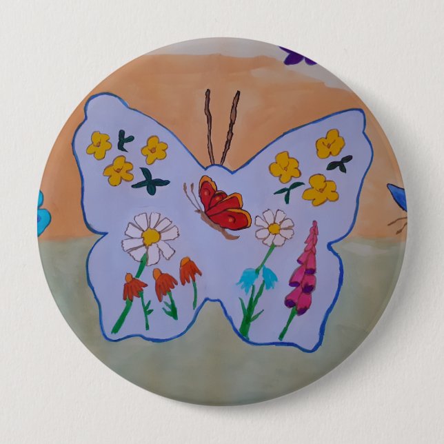 Butterfly Dreaming Badge 4 Inch Round Button (Front)