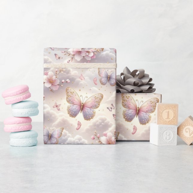 Butterfly Dreams Baby Shower Girl Wrapping Paper (Baby Shower)
