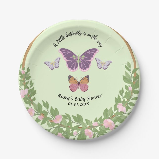 Butterfly Dreams: Baby Shower Paper Plates (Front)