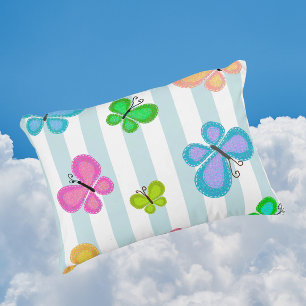 Butterfly Dreams Blue Stripe Accent Pillow