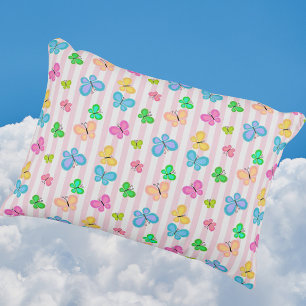 Butterfly Dreams Colourful Butterflies Pink Stripe Accent Pillow