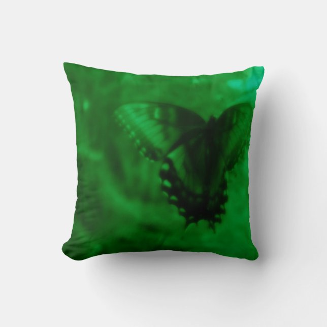 Butterfly Dreams - Green Throw Pillow (Front)