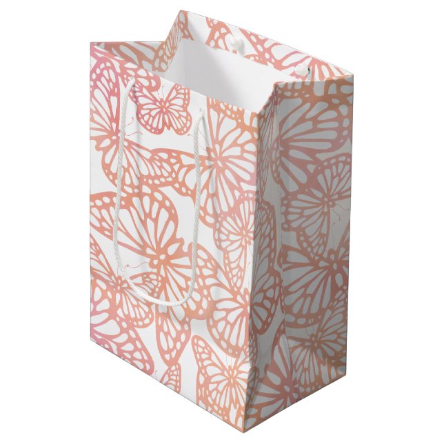 Butterfly Dreams (Peach) Medium Gift Bag (Front Angled)