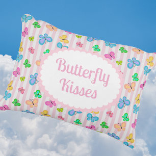 Butterfly Dreams Personalized  Pink Stripe Accent Pillow