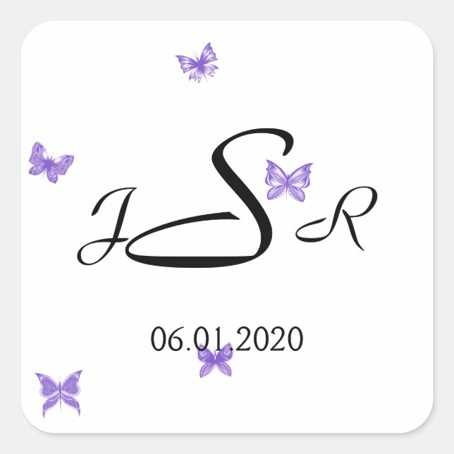 Butterfly Dreams: Violet Monogram Sticker (Front)
