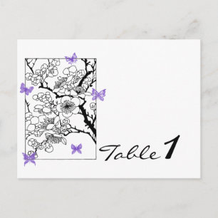 Butterfly Dreams: Violet Wedding Table Number Postcard