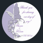 Butterfly Dreams Wedding Classic Round Sticker<br><div class="desc">This delightful collection is modern with the  2 colour design but still romantic and beautiful with the butterfly and floral accent. These stickers are available in 2 sizes and are perfect to use as envelope seals,  favour stickers and more! All text is fully customizable by you.</div>