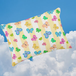 Butterfly Dreams Yellow White Stripe Accent Pillow