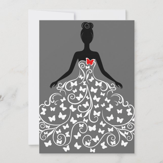 Butterfly dress invitations (Front)