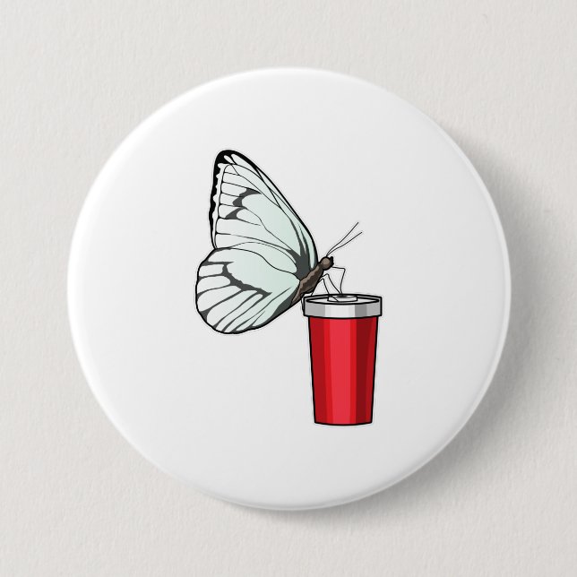 Butterfly Drinking mug 3 Inch Round Button (Front)